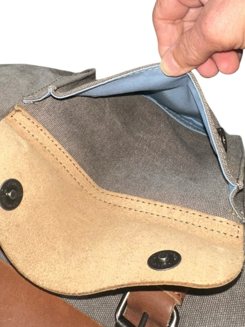 United Leather New York Cotton Canvas CowhideLeather UNISEX Backpack Taupe NWOT